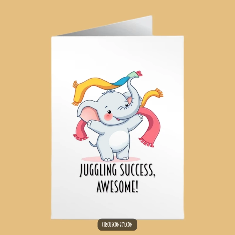 Free Printable Congrats Card: Elephant Juggling Success Downloadable Gift