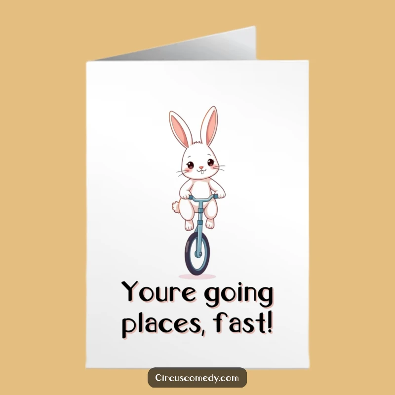 Free Printable Congrats Card: Unicycling Rabbit, Perfect for Downloadable Achievement Celebration