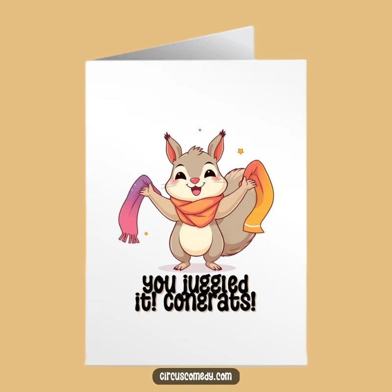 Free Printable Squirrel Juggling Congrats Card - Colorful Achievements!