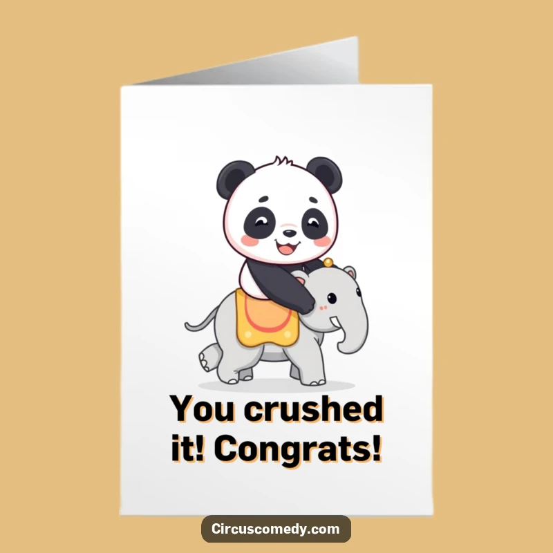 Free Printable Panda Elephant Congrats Card - Big Wins!