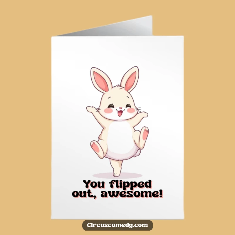 Free Printable Congrats Card: Bunny Cartwheel Achievement Downloadable Gift