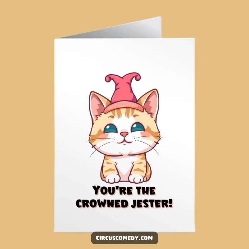 Free Printable Congrats Card: Jester Cat's Triumph Funny Downloadable Gift!