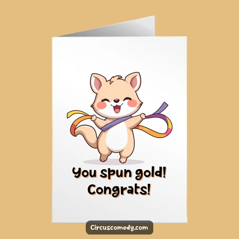Free Printable Congrats Card: Happy Animal Ribbon Dance - Cheerful Downloadable Gift