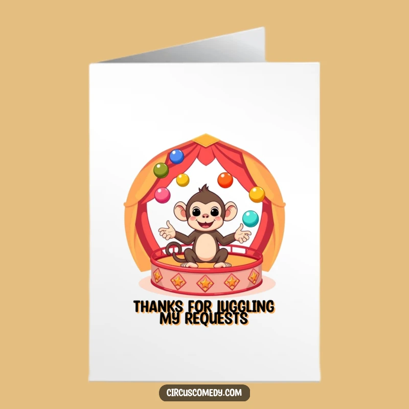 Free Printable Monkey Thank You Card: Funny Juggling Gratitude Downloadable Gift