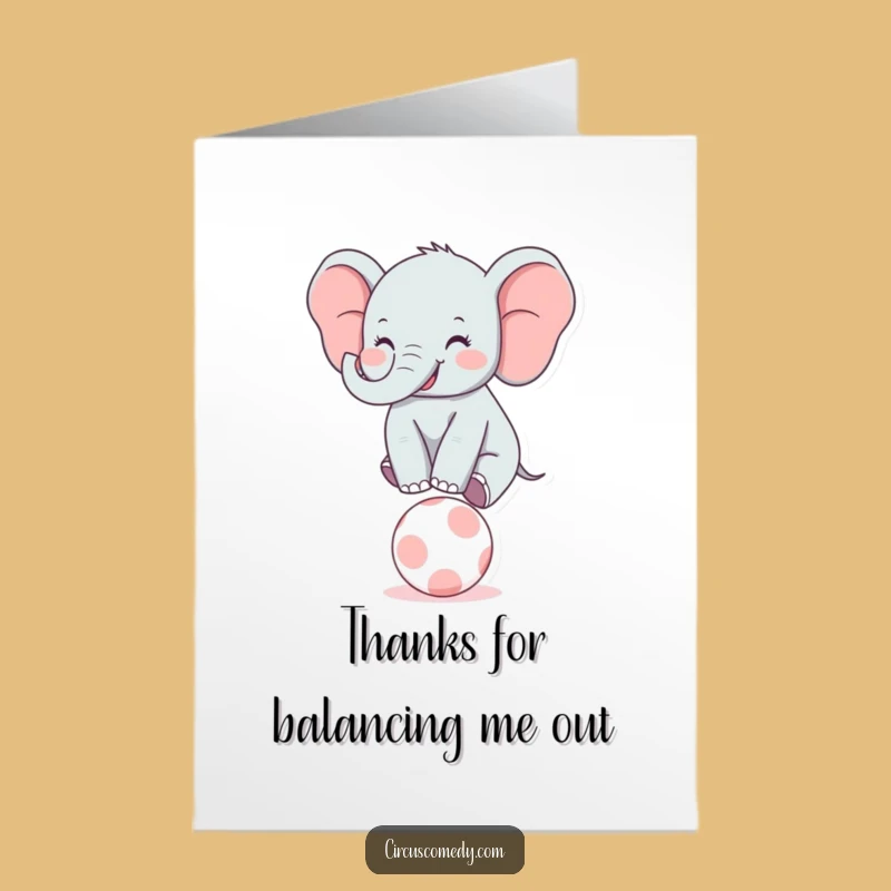 Free Printable Thank You Card: Elephant Balance Gratitude Downloadable Gift for Thanks