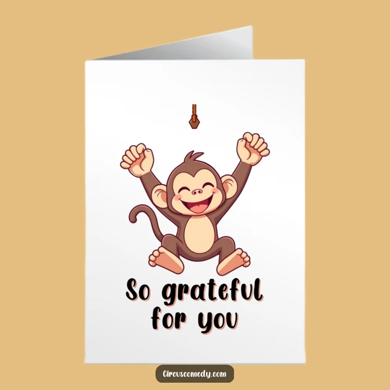 Free Printable Thank You Card: Monkey Trapeze Gratitude Downloadable Gift