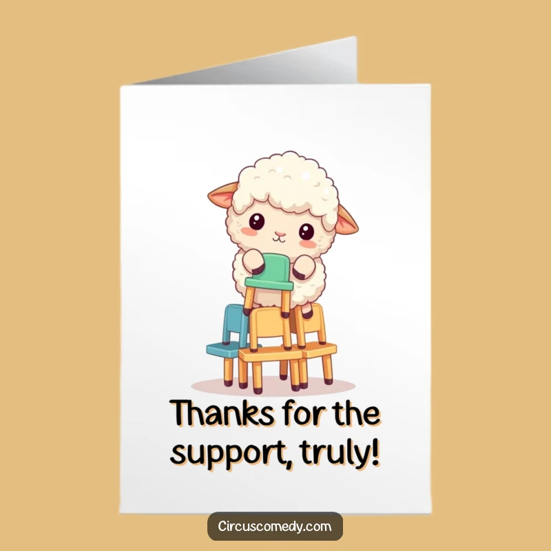 Free Printable Thank You Card: Sheep's Chair Thanks - Funny Downloadable Gift