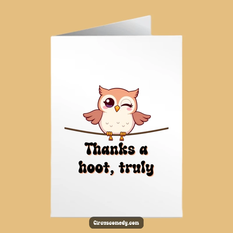Free Printable Thank You Card: Owl Tightrope - Thanks That Wow Downloadable Gift!