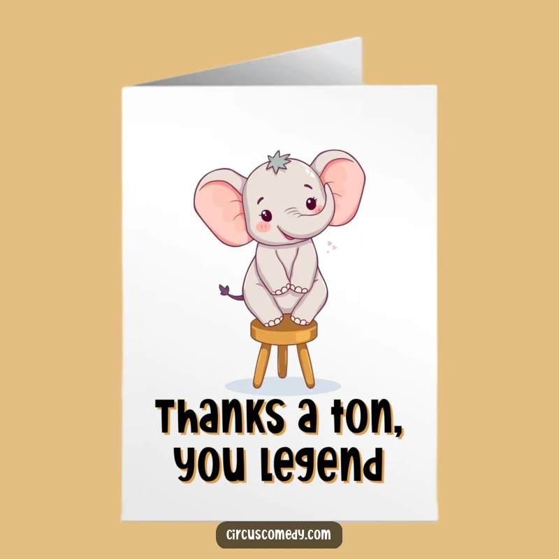 Free Printable Elephant Thank You Card: Funny Balancing Act Downloadable Greeting