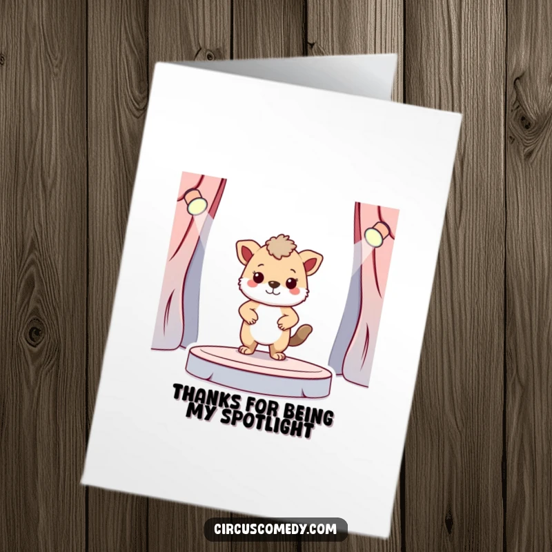 Funny Free Printable Thank You Card: A brave animal stands proudly on stage, acknowledging gratitude with a confident pose.