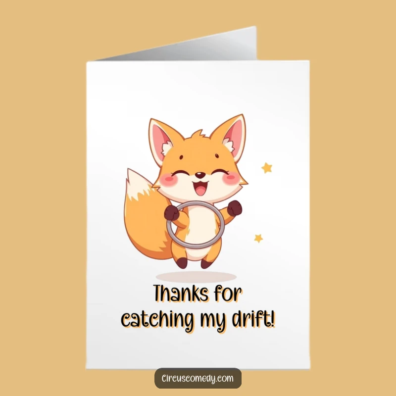 Free Printable Thank You Card: Fox Hoop Master Funny Downloadable Gift!