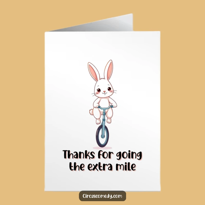 Free Printable Thank You Card: Grateful Rabbit Unicyclist, a Funny Downloadable Gift