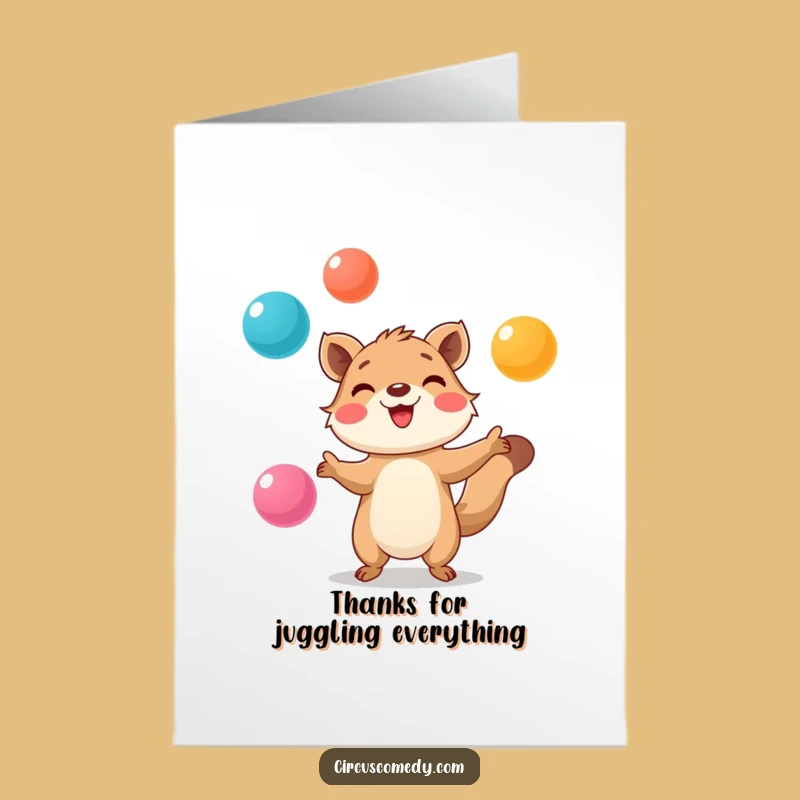 Free Printable Thank You Card: Animal Juggles Thanks with Skill