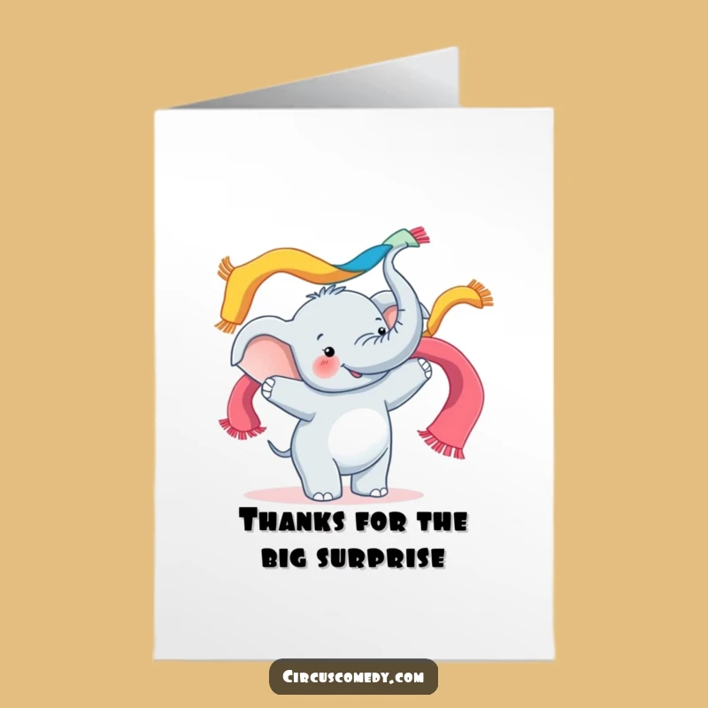 Free Printable Thank You Card: Elephant Juggling Gratitude Downloadable Gift