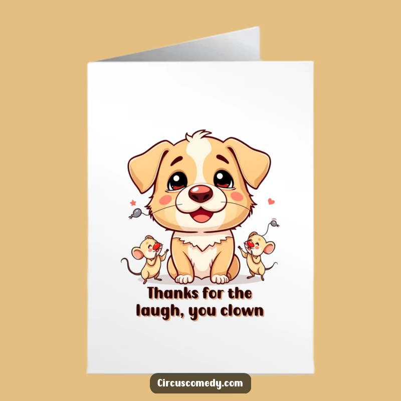 Free Printable Dog Clown Thank You Card: Funny Juggling Mice Downloadable