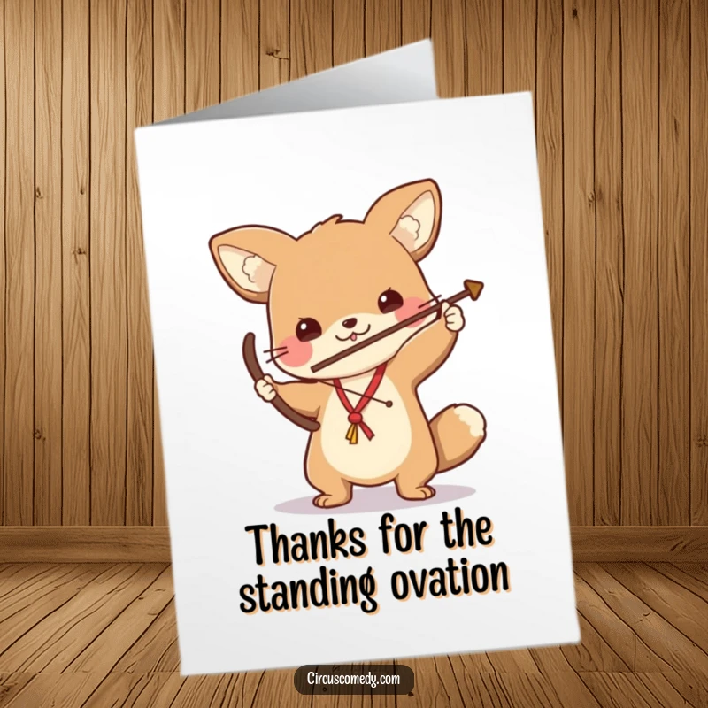 Funny Free Printable Thank You Card: A determined animal performs a graceful, thankful bow after a special favor.