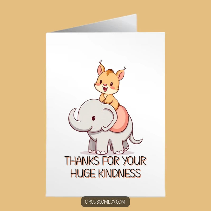 Free Printable Thank You Card: Grateful Squirrel on Elephant, a Funny Downloadable Gift