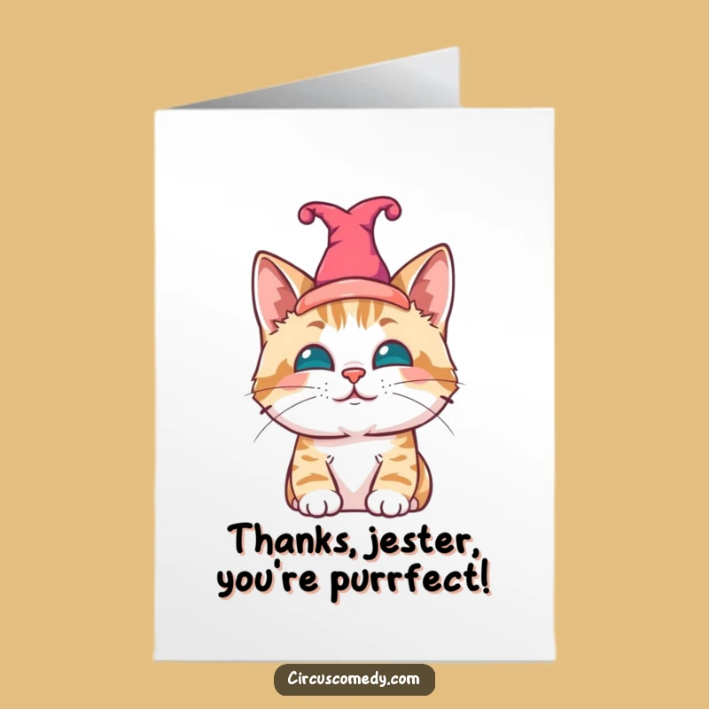 Free Printable Thank You Card: Jester Cat's Thanks Funny Downloadable Gift!