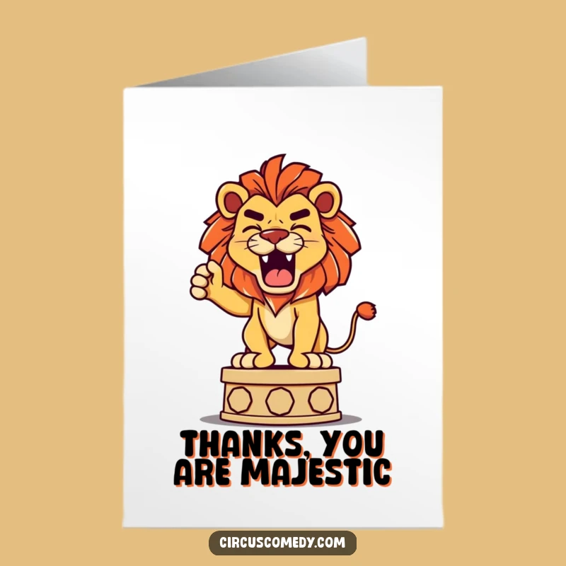 Free Printable Thank You Card: Lion's Playful Roar Downloadable Gift