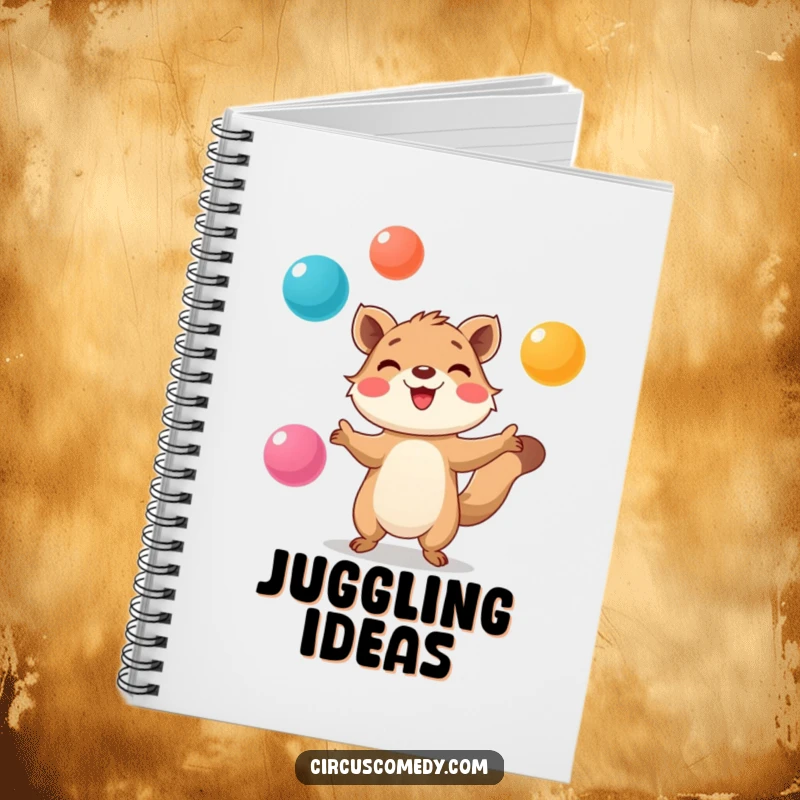 Funny Notebook: Smiling animal with great focus, juggling colorful balls, great for capturing ideas with playful skill.