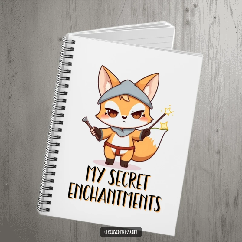 Funny Fox Magician Notebook: A lined notebook showcasing a determined fox performing a magic trick with a wand, for all your notes.