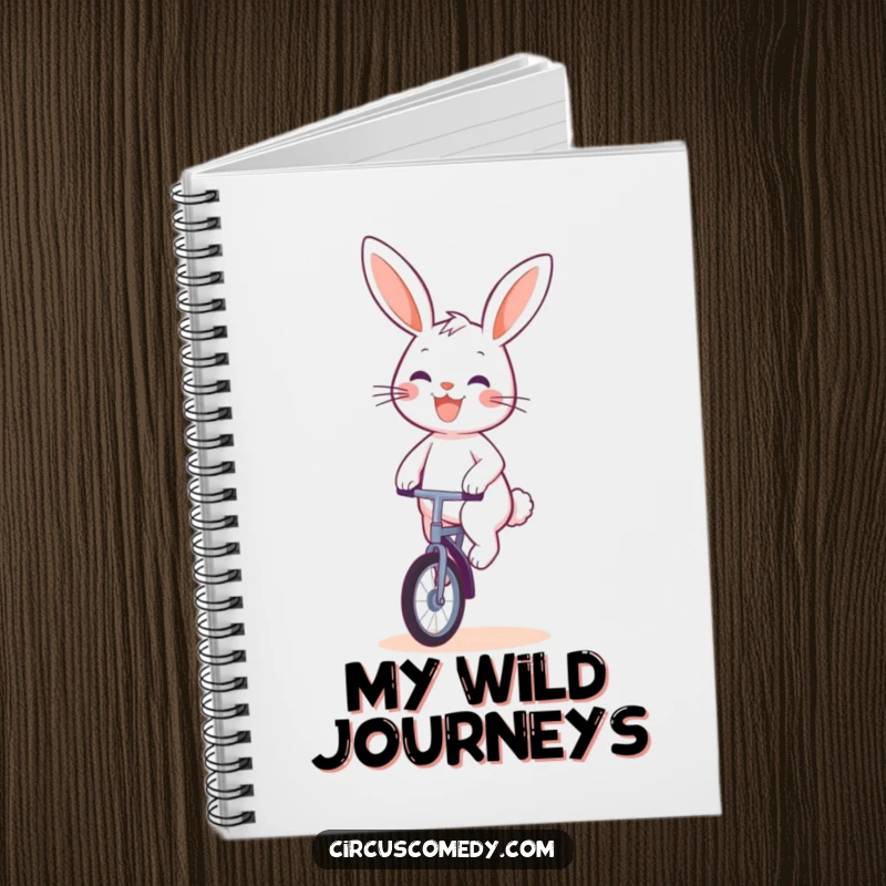 Funny Rabbit Unicyclist Notebook: A lined notebook showcasing a cheerful rabbit grins while riding a unicycle, perfect for notes.