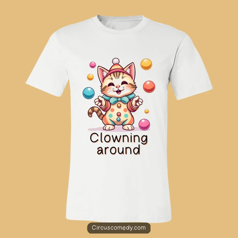 Funny Cat Clown T-Shirt: Colorful Juggler Feline, Hilarious Costume Tee, Great Gift!