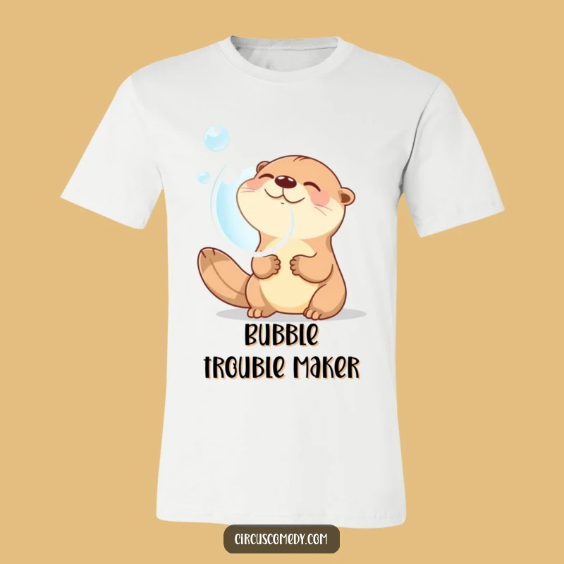 Funny Otter T-Shirt: Giggling Otter Blowing a Big Bubble - Comical Animal Tee Gift