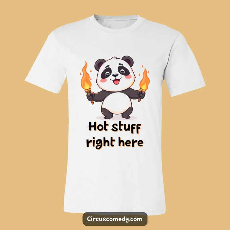 Funny Panda Juggling T-Shirt: Fiery Torch Act, Adventure-Ready Funny Gift!
