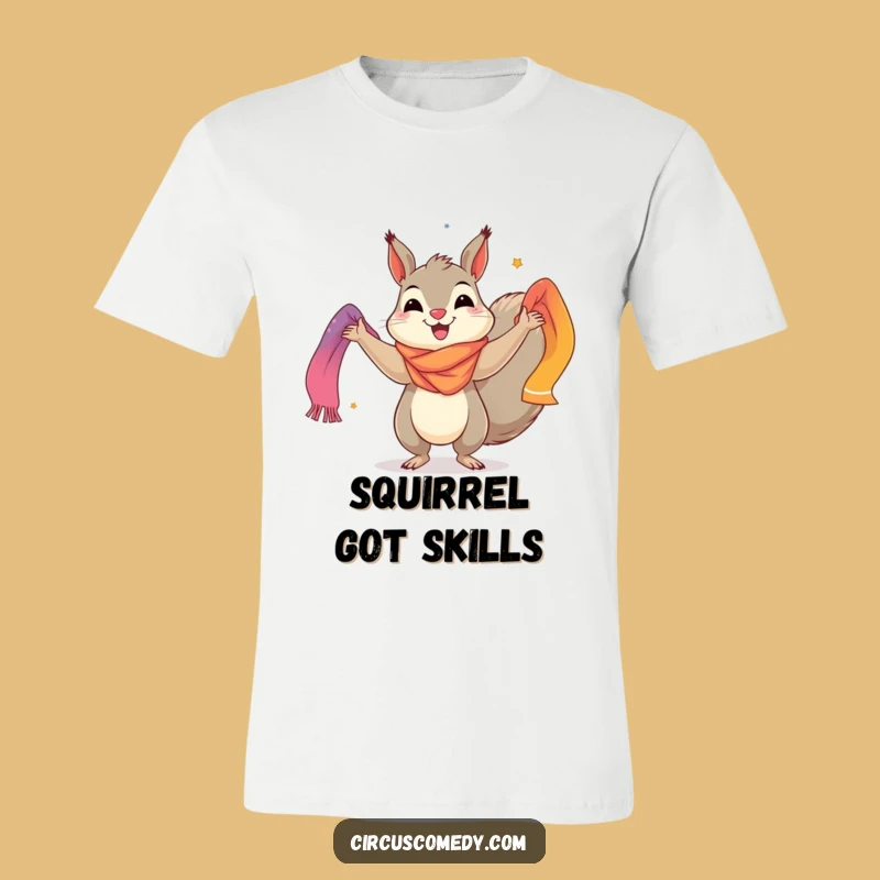 Funny Squirrel T-Shirt: Cheerful Juggler with Scarves - Colorful Tee Gift