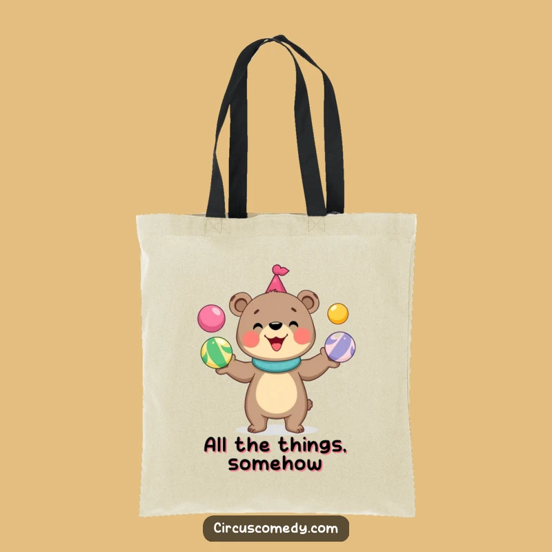 Funny Bear Juggling Tote Bag: Chic Circus Accessory & Practical Gift