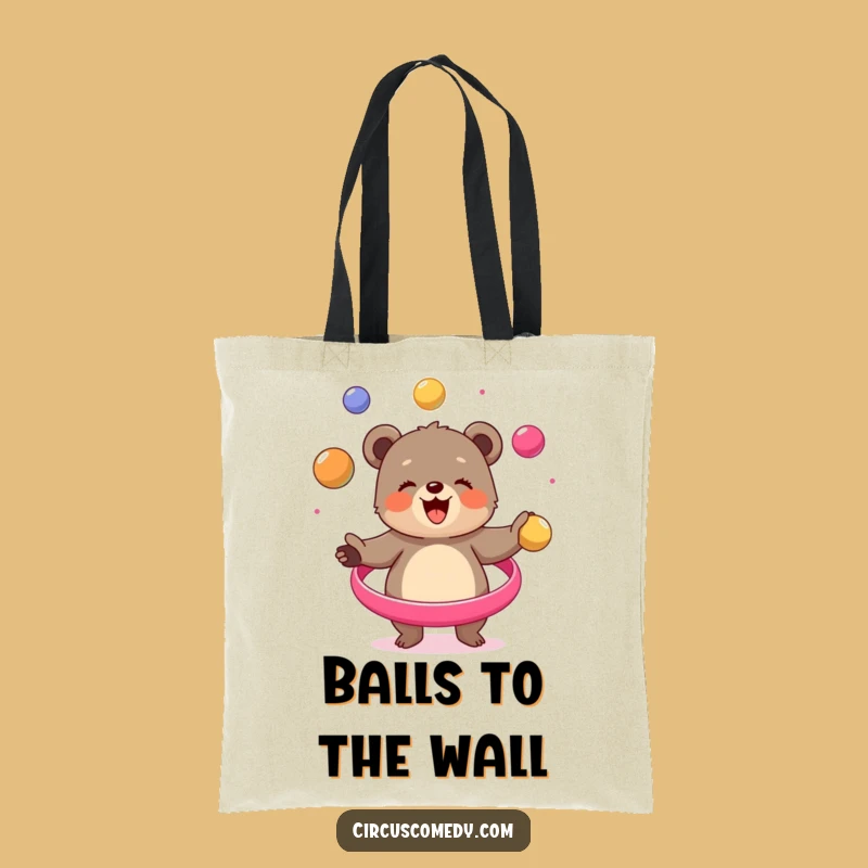 Funny Bear Cub Juggling Tote Bag - Stylish Circus Carryall Gift