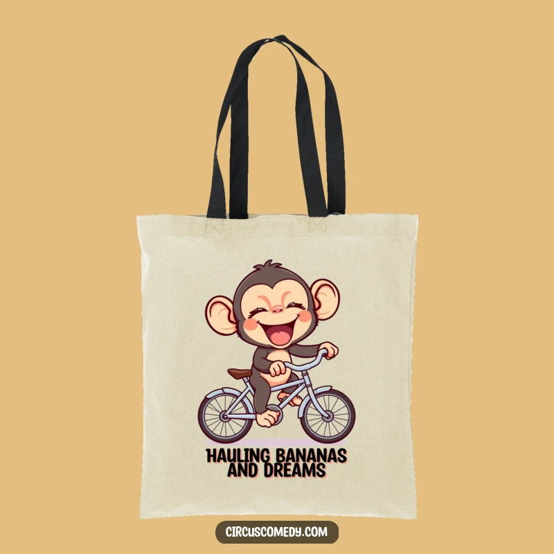 Funny Chimp Bicycle Tote Bag: Giggles Galore with Primate on Mini Bike, Cute Funny Gift!