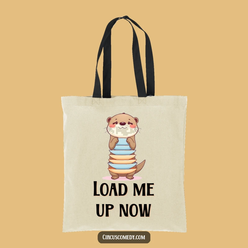 Funny Otter Balancing Plates Tote Bag: Carry Your Load with Charm!