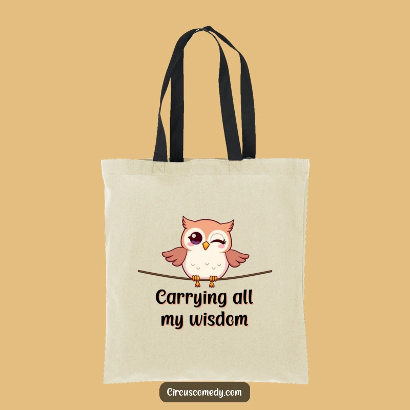 Funny Owl Tightrope Tote Bag: Carry Wisdom & Wit! Winking Bird Bag, Chic Funny Gift!