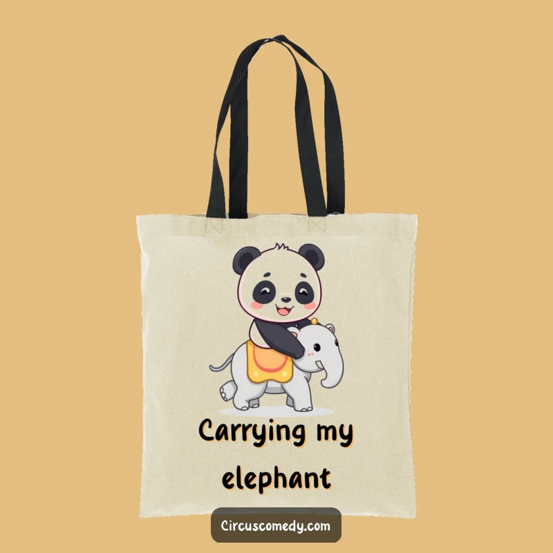Funny Panda Tote Bag: Panda on Elephant - Carry Your Whimsy