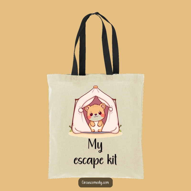 Funny Playful Animal Tent Tote Bag, Hilarious Accessory for Campers