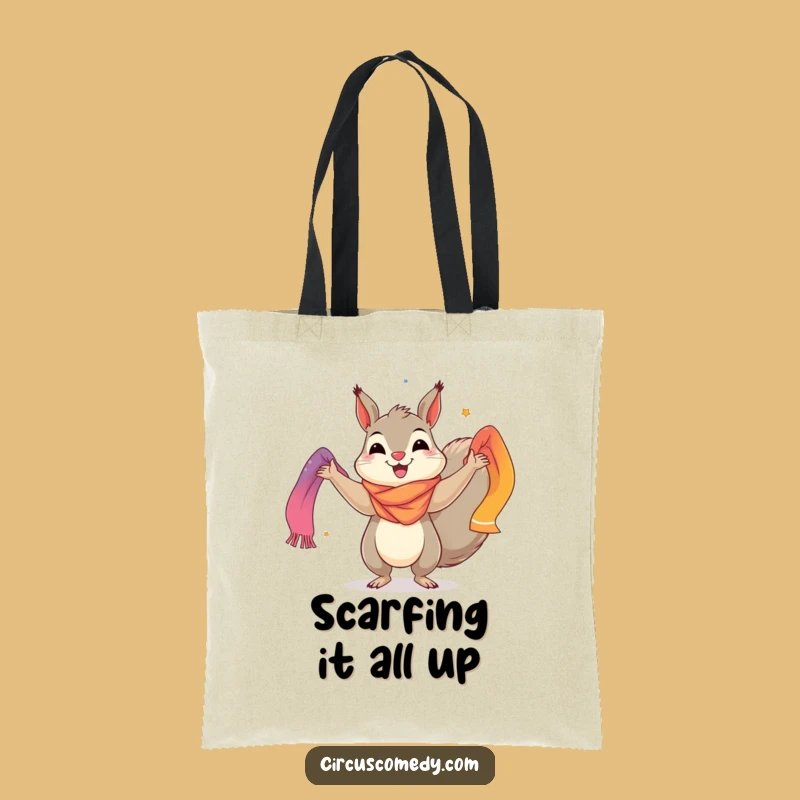 Funny Squirrel Tote Bag: Cheerful Juggler with Scarves - Carry Your Fun